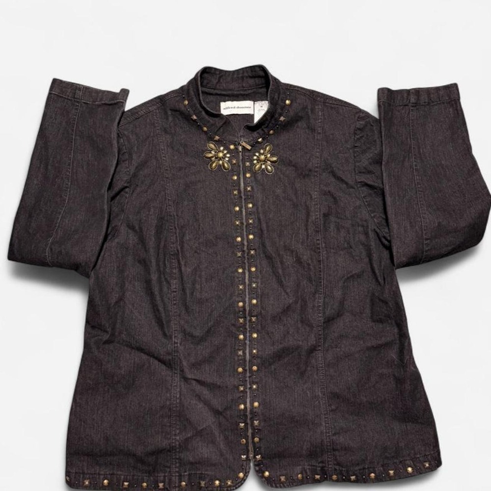 Alfred Dunner Y2K black/dark grey denim zip up